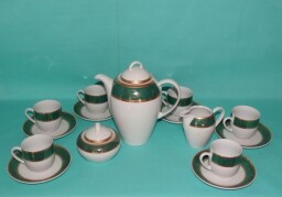 Porcelánová kávová souprava ZELENÁ-vyrobená z kvalitního Karlovarského porcelánu.